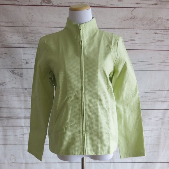 Eileen Fisher Full Zip Green Cardigan Sweater Jacket - Size Petite Medium - Picture 2 of 7